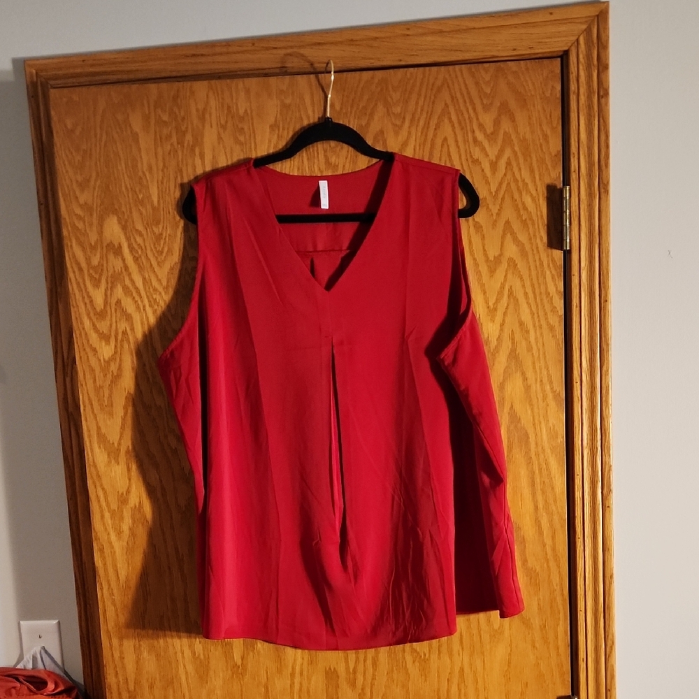Elegant Red Sleeveless Top From Anyally, Size 3x